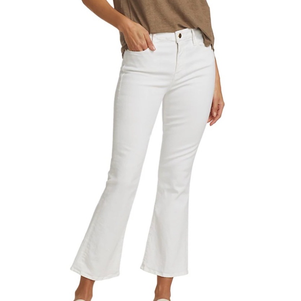 Frame Le Crop Mini Boot Distressed Cream Jeans 27